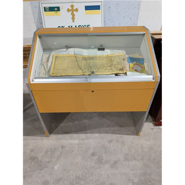 Vintage Case Gallery Display Stand w/ various Vintage Maps and etc. as Shown 42x24x43