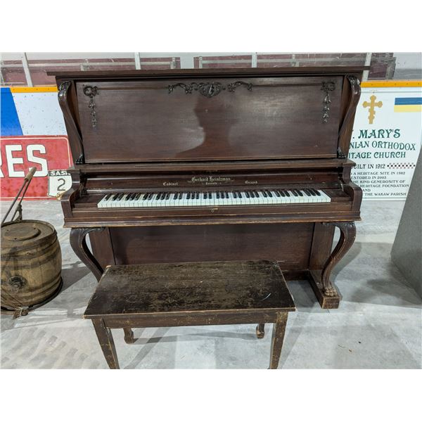 Vintage Bernhard Heintzman Toronto Upright Piano and Bench