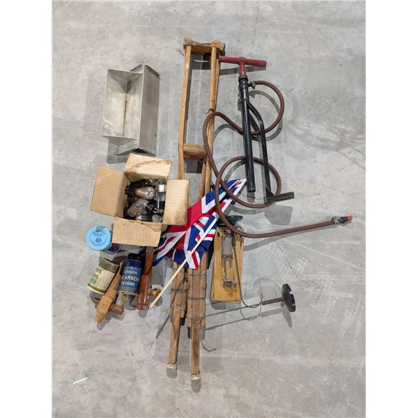 Lot of Vintage Items (Crutches, Edison Tube, Bulbs, and etc.)