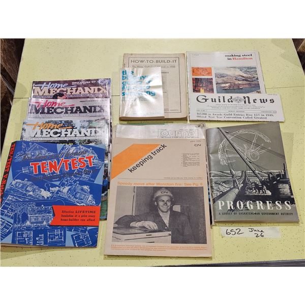 Misc. Vintage Papers Lot inc. CN Rail, Hamilton Steel, 1935 Home Craftman’s Manual etc.