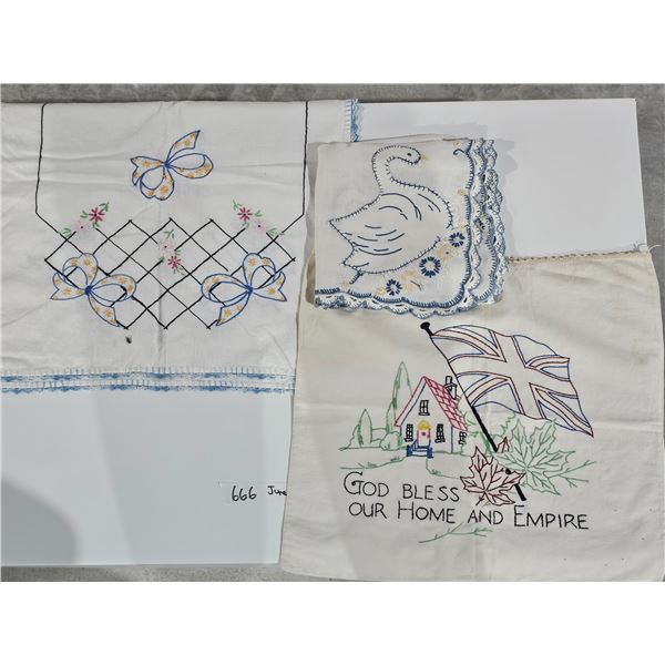 Vintage Embroidered Items – Inc. WWII Era Patriotic Canadiana Hand Embroidered Pillowcase