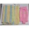 Image 4 : Lot of Misc. Hand Embroidered Baby Linin, Basket, (2) Vintage Glass Chimneys etc.