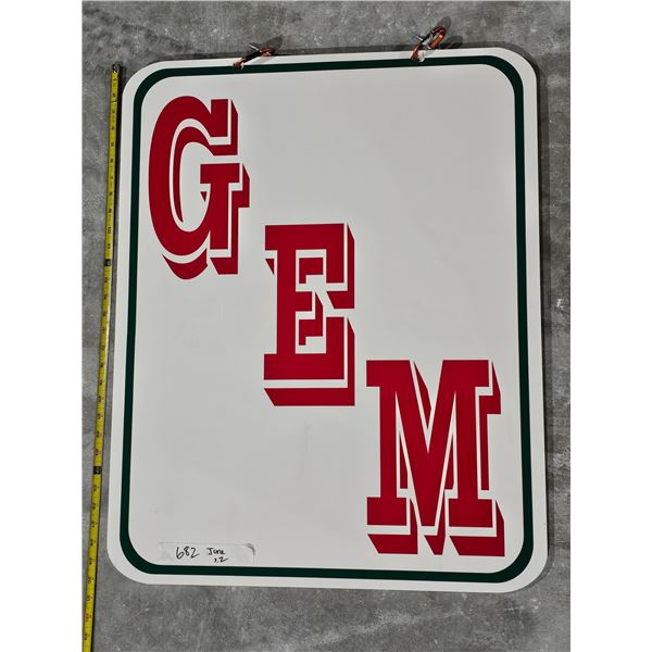 Vintage GEM Hanging Wooden Sign