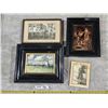 Image 1 : Vintage Mixed Art Lot - Saskatchewan Cowboy, Landscape, Victorian Print, Old Portrait