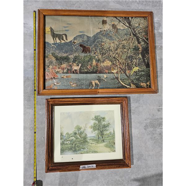 Vintage Framed Painting & Collage on Painting