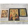 Image 1 : Vintage Ukrainian Orthodox Icon Print Lot - Infant of Prague, St Nicholas, Sacred Heart