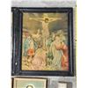 Image 3 : Antique Catholic Print Lot (Sacred Heart Jesus & Mary, Crucifixion, etc.), Cemetery Cross