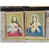 Image 4 : Antique Catholic Print Lot (Sacred Heart Jesus & Mary, Crucifixion, etc.), Cemetery Cross