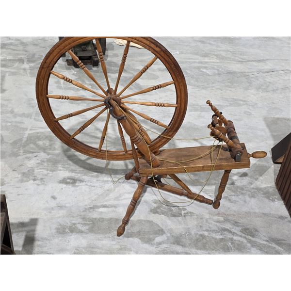 Antique Wooden Spinning Wheel, 44”
