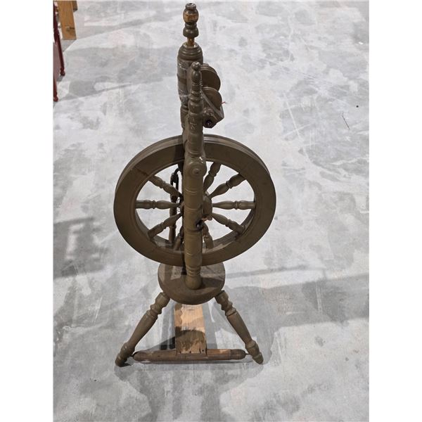 Antique Wooden Spinning Wheel, 44”