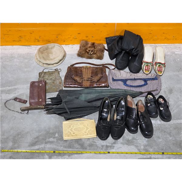Vintage Shoes, Purses, Umbrella, etc.