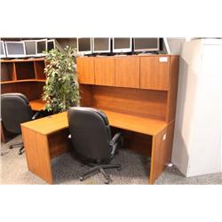 Cherry L-Shaped Desk With Hutch