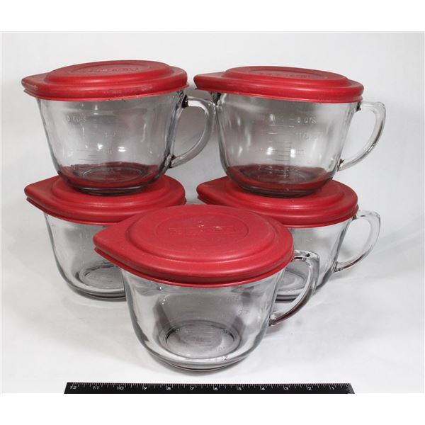 LOT OF 5 ANCHOR HOCKING 8 CUP/ 2L BATTER BOWLS