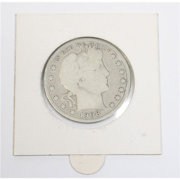 1908 BARBER HALF DOLLAR .36 OZ SILVER MINUS WARE