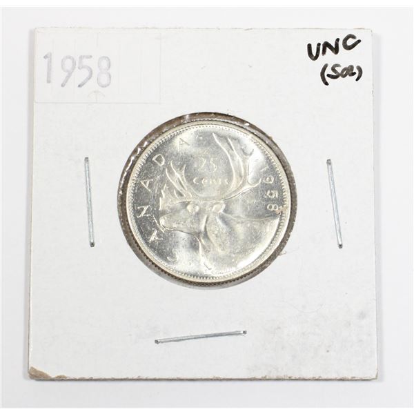 1958 CANADA .25 CENT SILVER COIN.15 OZ PURE SILVER