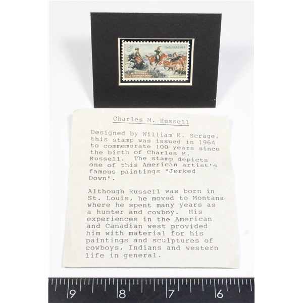 CHARLES M. RUSSELL 5c US STAMP STAMP FIRST ISSUED