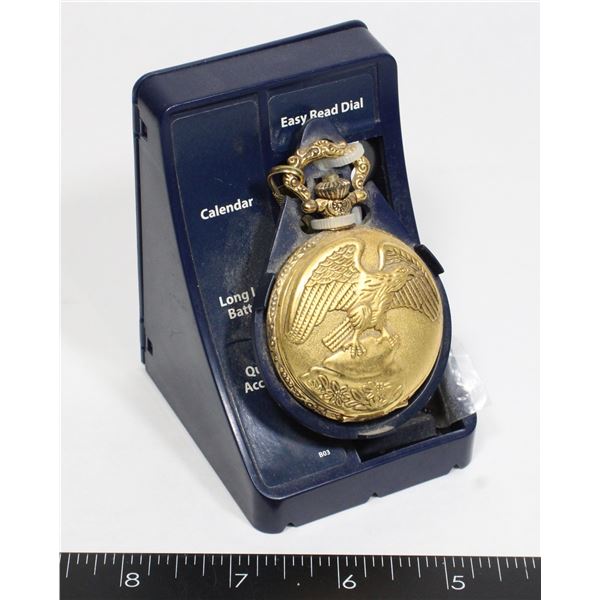 EAGLE HUNTER CASE POCKET WATCH QUARTZ WITH DATE