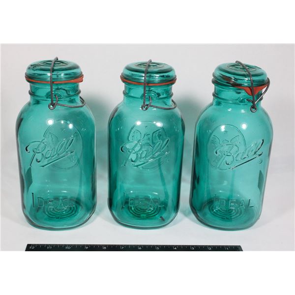3 LARGE 64 OZ(1892ML) GREEN BALL HERITAGE CANISTER
