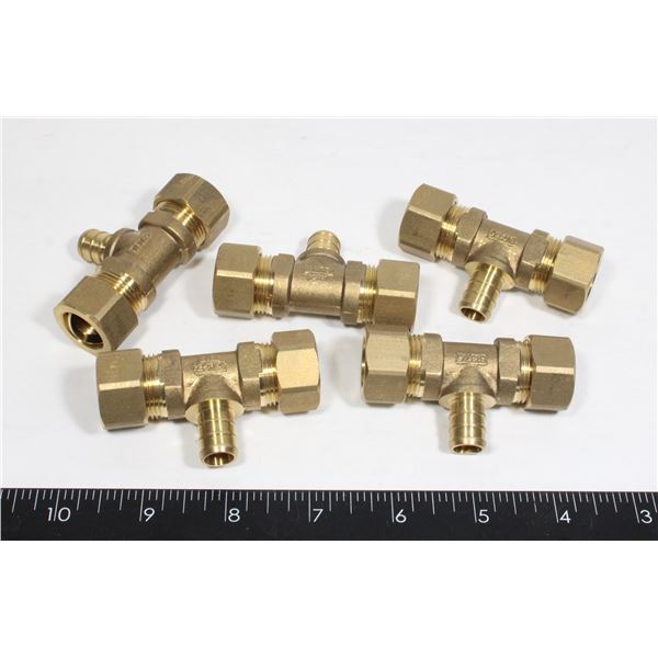 LOT OF 5 - 1/2" COMPRESSION X 1/2" PEX TEES