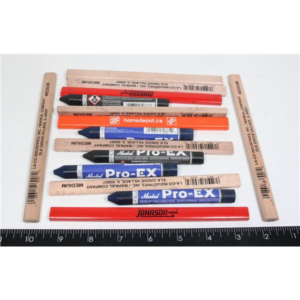LOT OF CARPENTER PENCILS AND LUMBER CRAYONS