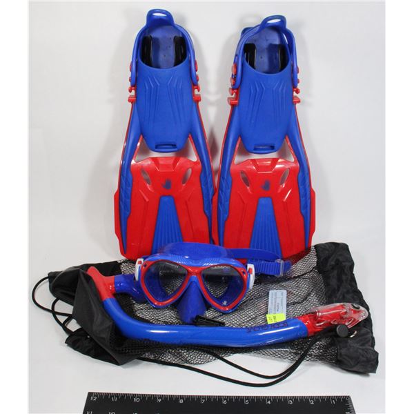 BODY GLOVE SNORKEL SET RED AND BLUE SIZE 9-13 JUNI