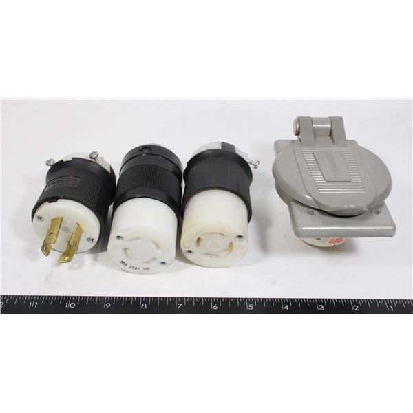 LOT OF 3 PHASE TWIST LOK PLUGS AND SOCKETS