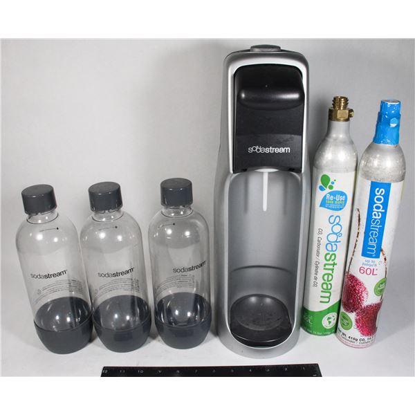 SODASTREAM WITH 2 FLAVOR BOTTLES AND