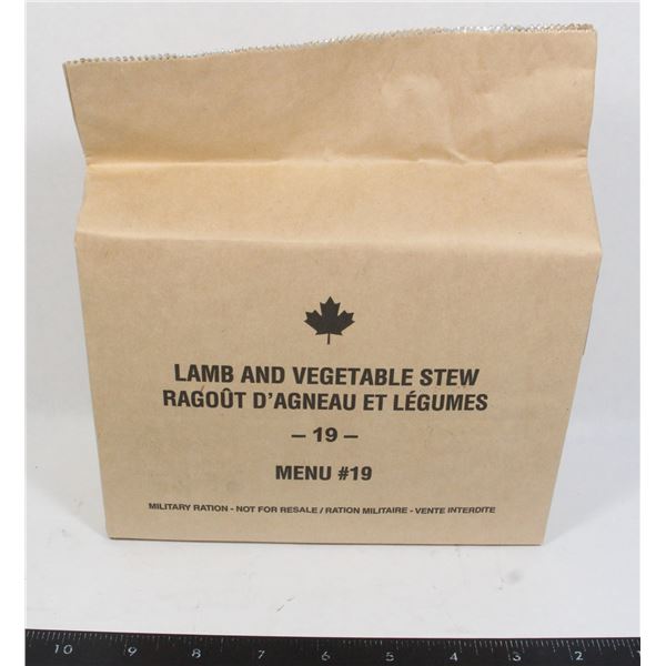 CANADIAN MILITARY RATION MENU #19 LAMB & VEG STEW