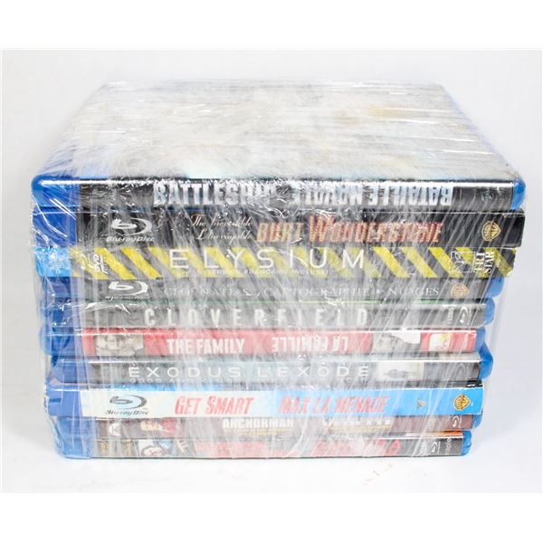 LOT OF 10 BLU RAYS INCLUDING ANCHORMAN CLOVERFIELD