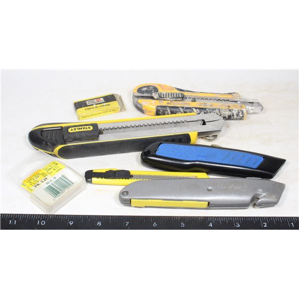 LOT OF BOX CUTTERS & REPLACEMENT BLADES