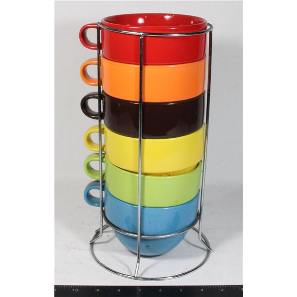 RAINBOW SOUP BOWLS WITH RACK