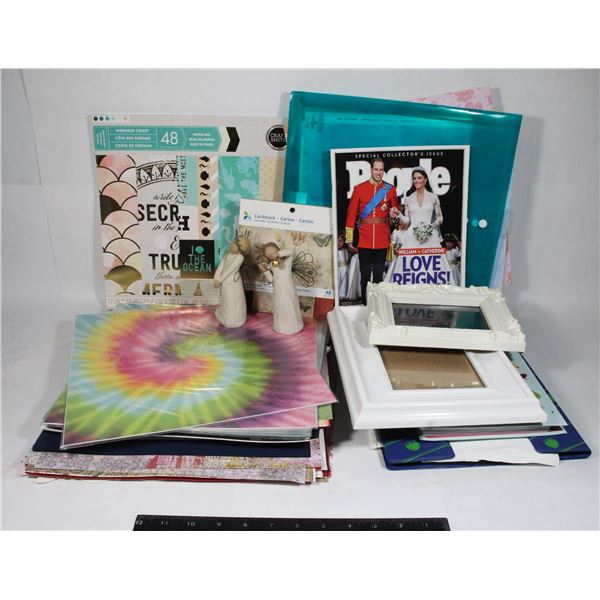LOT OF STATIONARY, NEW PICTURE FRAMES, ANGEL