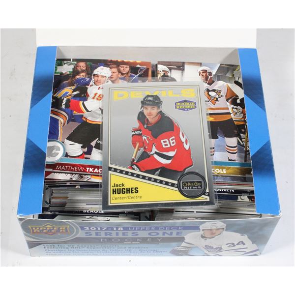 BOX OF HOCKEY CARDS OPENED INCLUDING JACK HUGHES ROOKIE