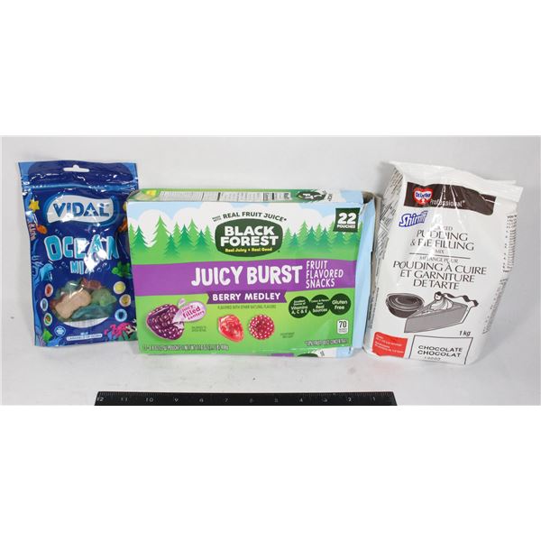 GUMMYS & CHOCOLATE PUDDING MIX LOT 1598G