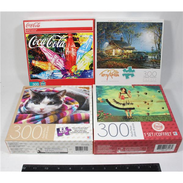 FOUR ASSORTED 300PC PUZZLES