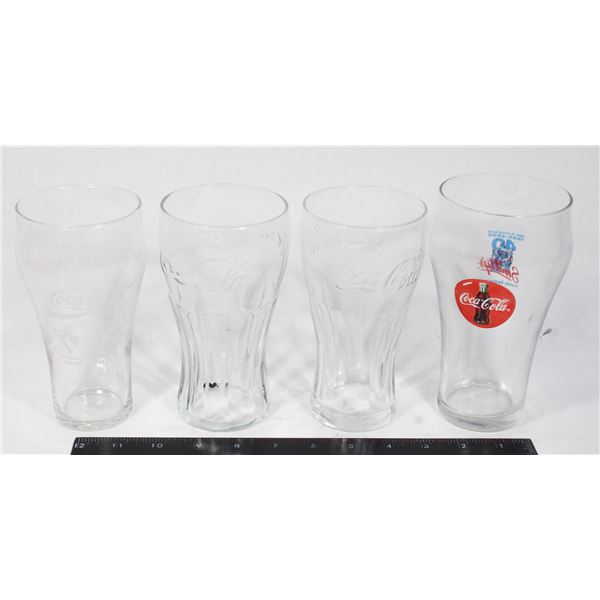 LOT OF 4 MIXED COLLECTIBLE COKE GLASSES