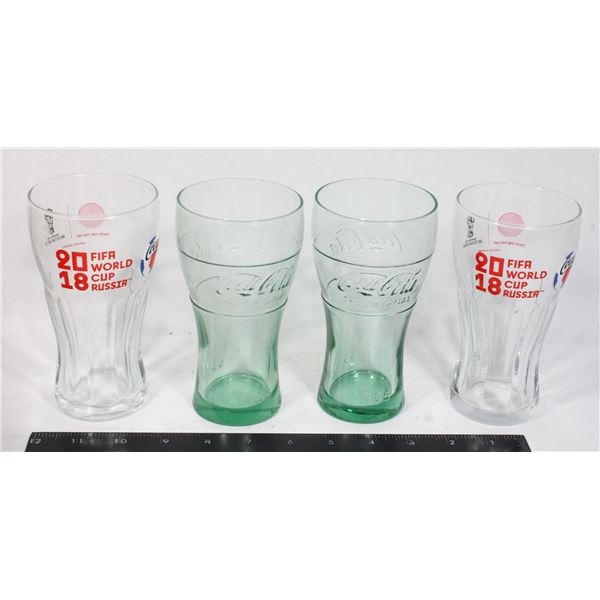 LOT OF 4 MIXED COLLECTIBLE COKE GLASSES