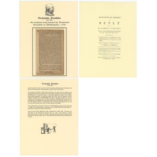 Benjamin Franklin Hand Printed Book Page