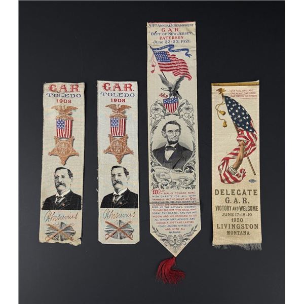 1908 1920 1921 GAR Encampment Stevengraph Ribbons