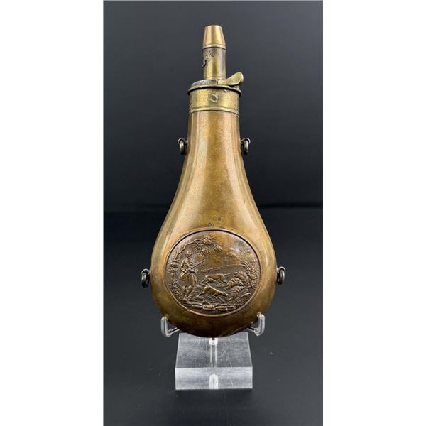 G&JW Hawksley Dog & Hunter Brass Powder Flask