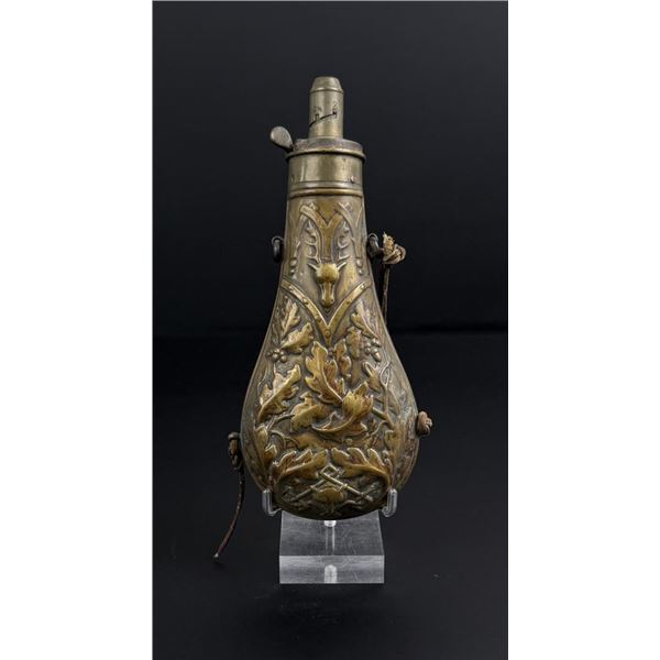 G&JW Hawksley Stag and Oak Brass Powder Flask