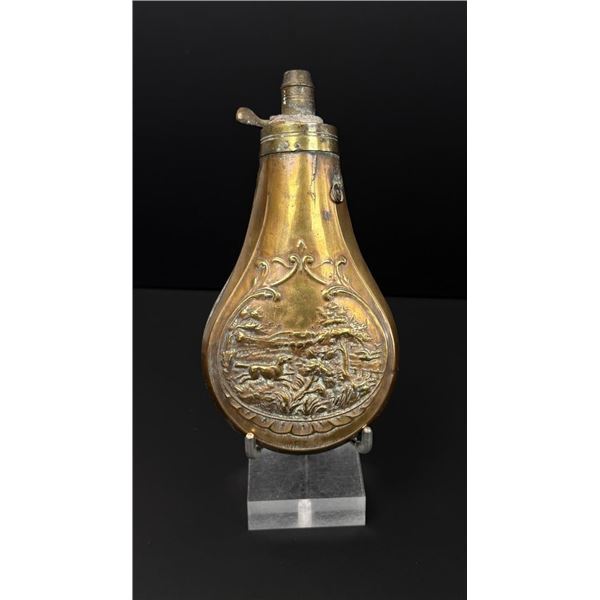 Hunting Dog in Field Riling 497 Brass Powder Flask