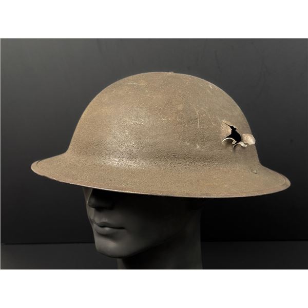 WWI WW1 Bullet Shrapnel Impact KIA Doughboy Helmet