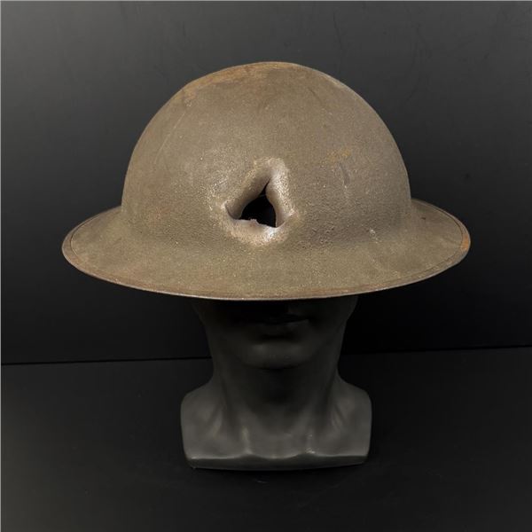 WWI WW1 Bullet Shrapnel Impact KIA Doughboy Helmet