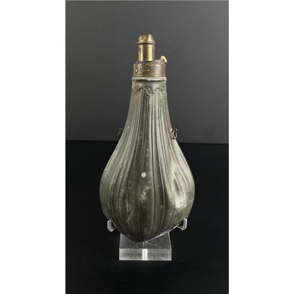 Civil War American Flask & Cap Pewter Powder Flask