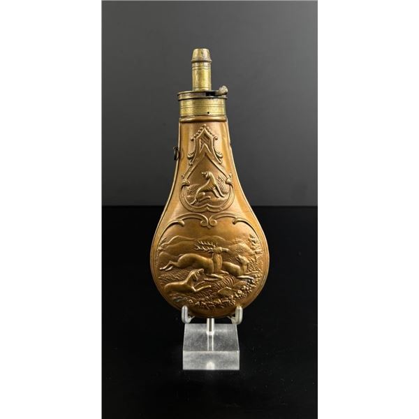 Hunting Dogs & Deer Riling 984 Brass Powder Flask