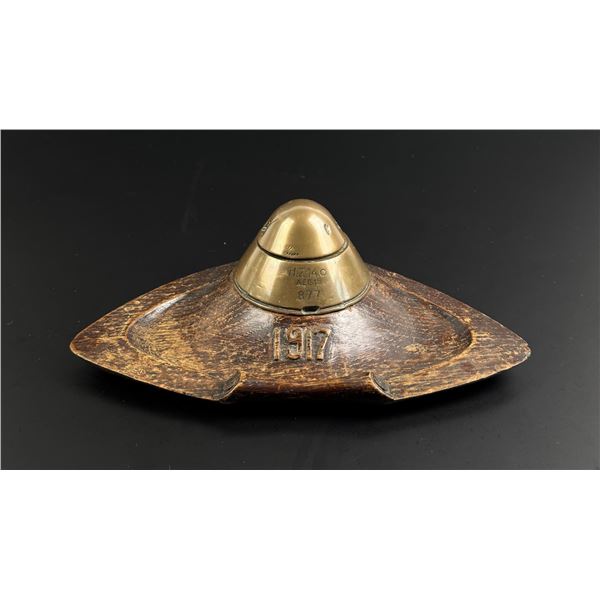 WWI WW1 Trench Art Bomb Fuse Inkwell