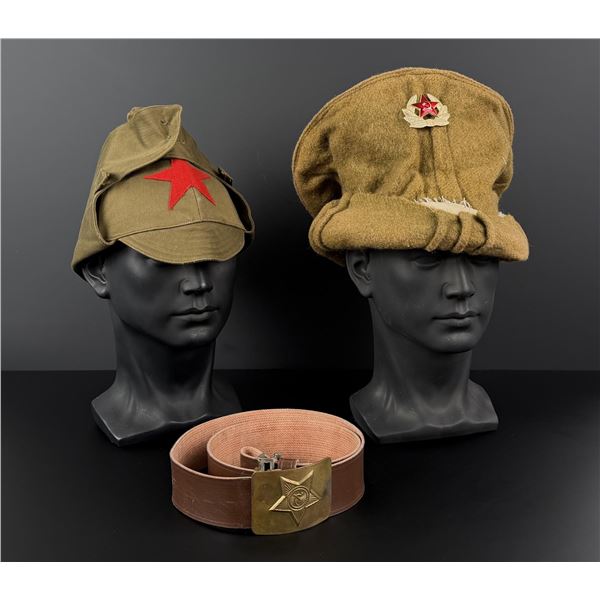 WW2 Soviet Russian Hats and Belt