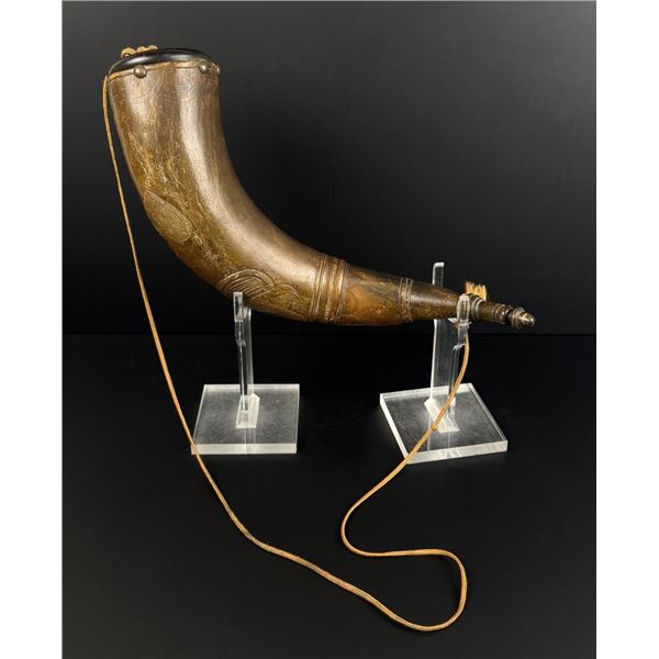 American Colonial Scrimshaw Powder Horn