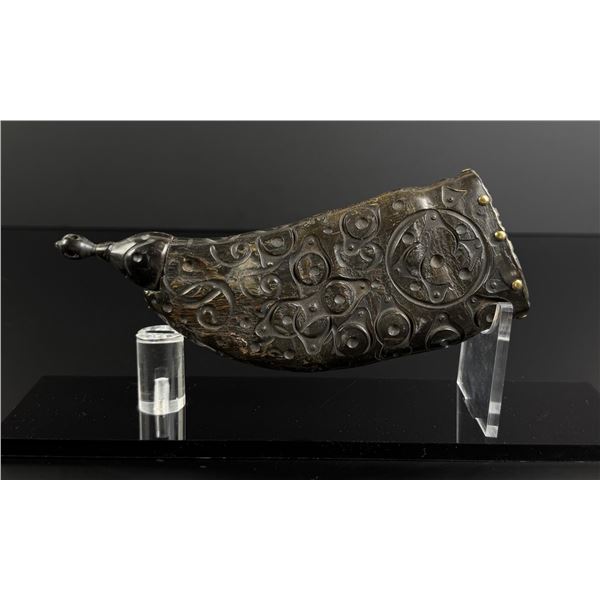 17th Century French Carved Powder Horn